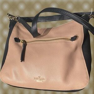 Kate Spade Jackson Street Quincy pebbled leather bag. Rose tan with black trim.